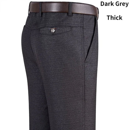 New Men's Summer Thin Autumn Thicken Business Casual Pants Fashion Solid Gentle Trousers Male Brand Suit Pant Black Grey GOZBKF