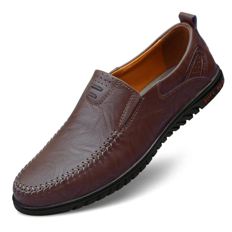 Men's Comfortable Soft-Soled Slip-On Loafers Versatile Casual Business Formal Leather Shoes