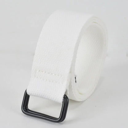 Fashion Free Punch Canvas Belt Cotton Canvas Cloth Fabric Buckle Belt Double Ring Buckle Best Canvas Belts Men's