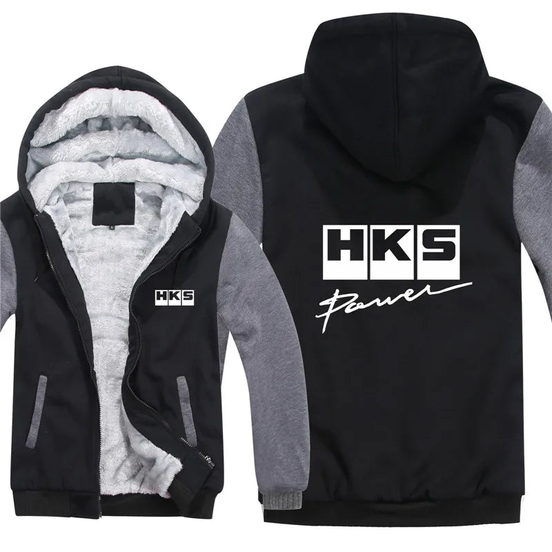 HKS Power and Sports Hoodies Men Streetwear Coat Wool Liner Jacket HKS Sweatshirts Warm Hoody