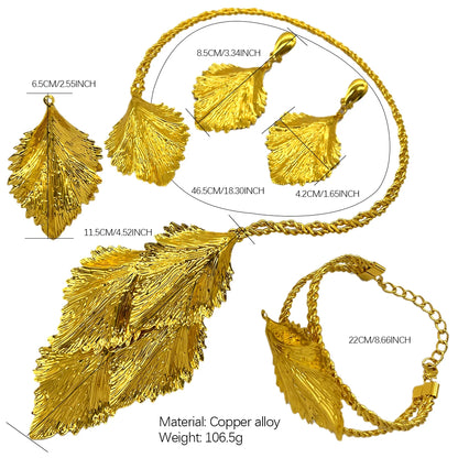 Elegant Dubai 24K Gold Plated Necklace Earrings Fashion New Design Trendy Jewelry Sets for Women Party Gift Wedding Accessories