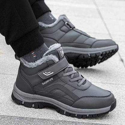 Winter Boots for Men New Waterproof PU Leather Warm Snow Ankle Boots Outdoor Warm plush Non-slip Work High-top Casual Shoes