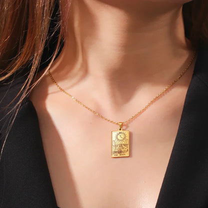 Tarot Cards Necklace Women Stainless Steel Necklace Wealth Amulet Classic Tarot Major Arcana Divination Charm Jewelry
