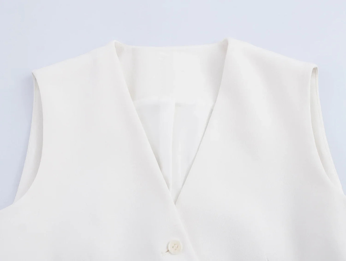 Casual Women Solid Tops Asymmetric V-Neck Single Breasted Pockects Sleeveless Vest Fashion 2025 Autumn Blazer Tops