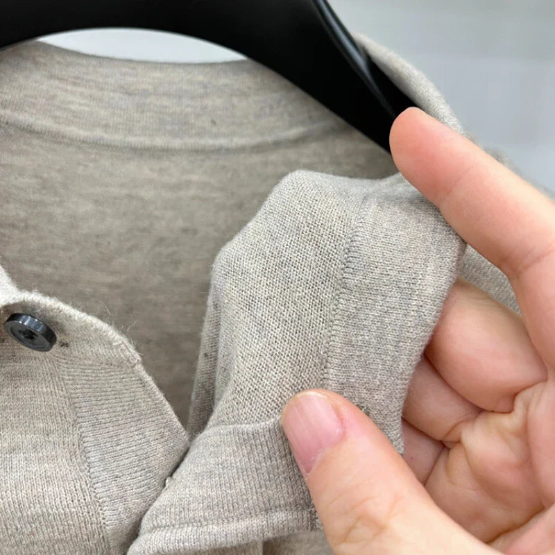Men's Long Sleeve Fashion Casual Polo, Shirt Collar Pullover Sweater. Business Sweater T-shirt Golf Spring & Autumn Wool