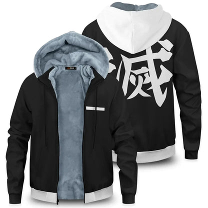Anime Velvet Thick Warm Winter Oversized Hoodie Coat Zip Up Sweatshirt Winter Top Plus Size Coat Plush Jackets
