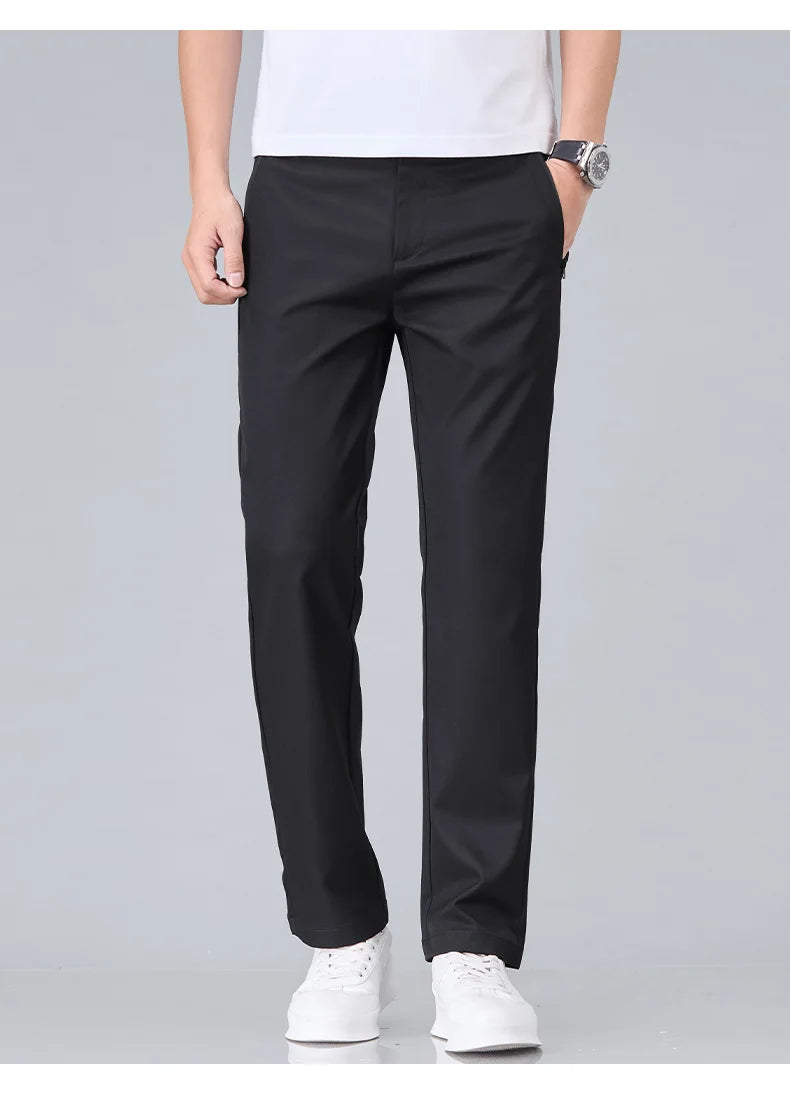 Fashion New in Men's Casual Pants Straight Slim Thin Korean Breathable Comfortable Brand Male Clothing Summer Trousers
