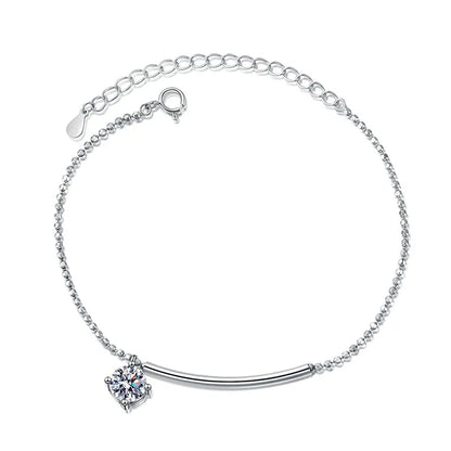 1CT Solitaire Moissanite Bracelets for Women D Color Simulated Diamond Bangles S925 Sterling Silver Jewelry Wedding Gift