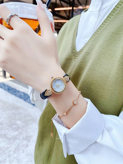 Women Watch Light Luxury Brand Shell Faced Diamond Watches Waterproof Leather Strap Ladies Fashion Quartz Wristwatch gift