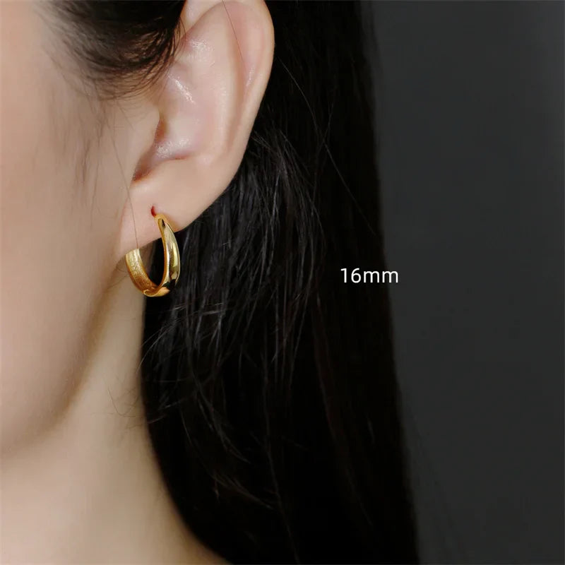 925 Sterling Silver Simple Statement Matte Large Huggies Hoop Earrings for Men Women Fine Gothic Punk Charms S925 Jewelry