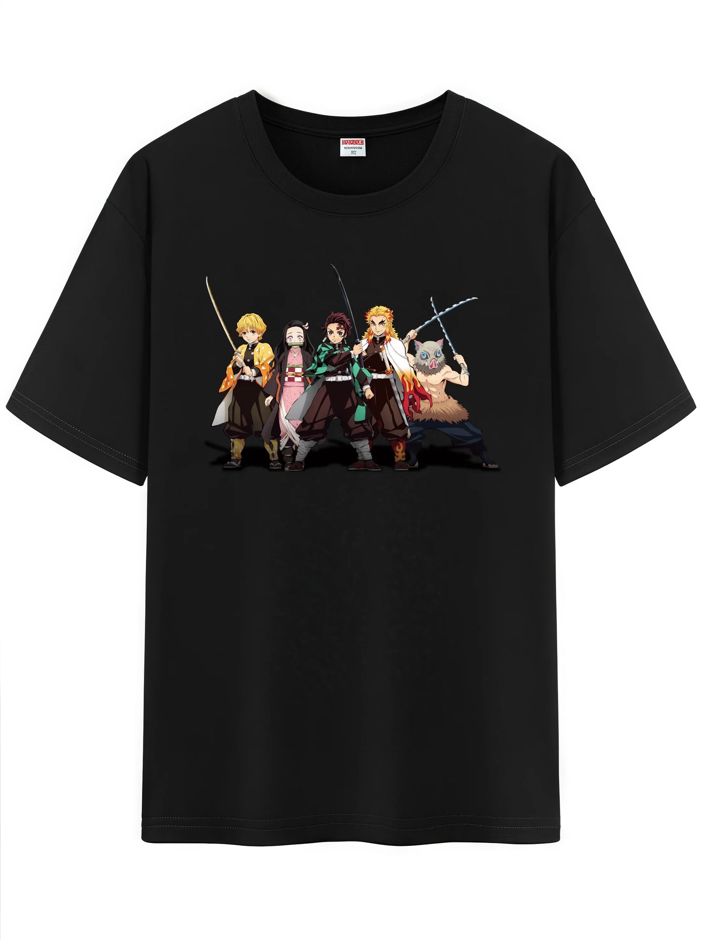 Unisex Japanese Anime Pattern T-Shirt,Demon Slayer Character Tanjirou Nezuko Graphic Short Sleeve Regular Fix Tee Shirt