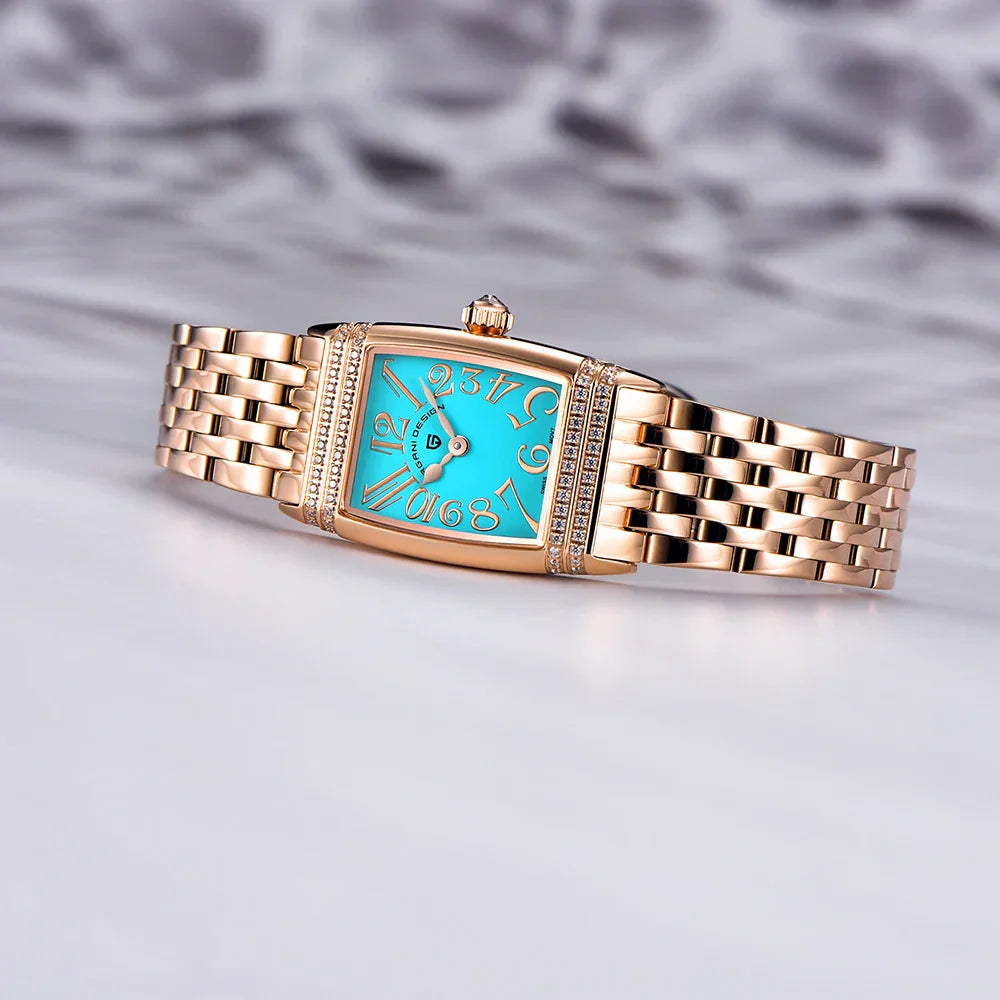 Pagani Design New 22mm Square Women's Quartz Watch Stainless Steel Sapphire Glass 50m Waterproof Women's Quartz Watch