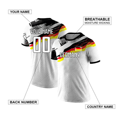 Customized Men's Germany National Team Soccer T-shirt Personalized Name Number Football Shirt, Breathable Quick Dry Sportswear
