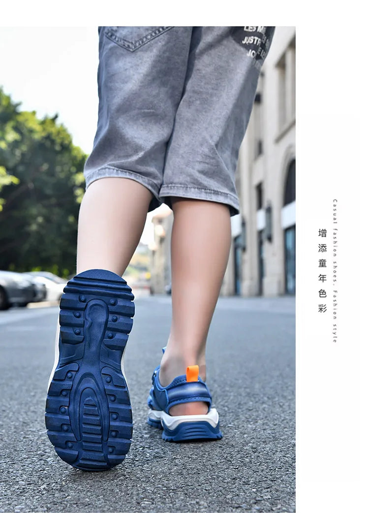 Summer Boys Closed-Toe Sandals Non-Slip Soft Sole Water Shoes for Beach Walking Outdoor Play Comfortable Kids Casual Sandals