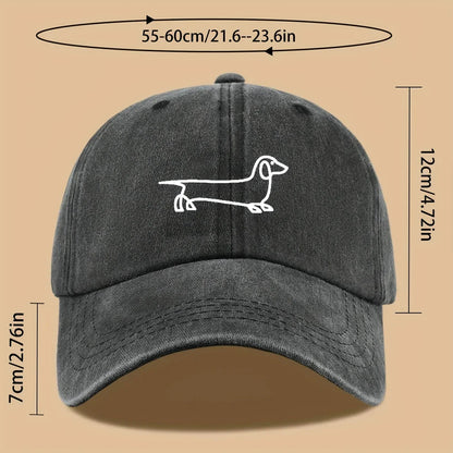 Simple dog print baseball cap, versatile for both men and women, suitable for outdoor travel as a hat for pet enthusiasts
