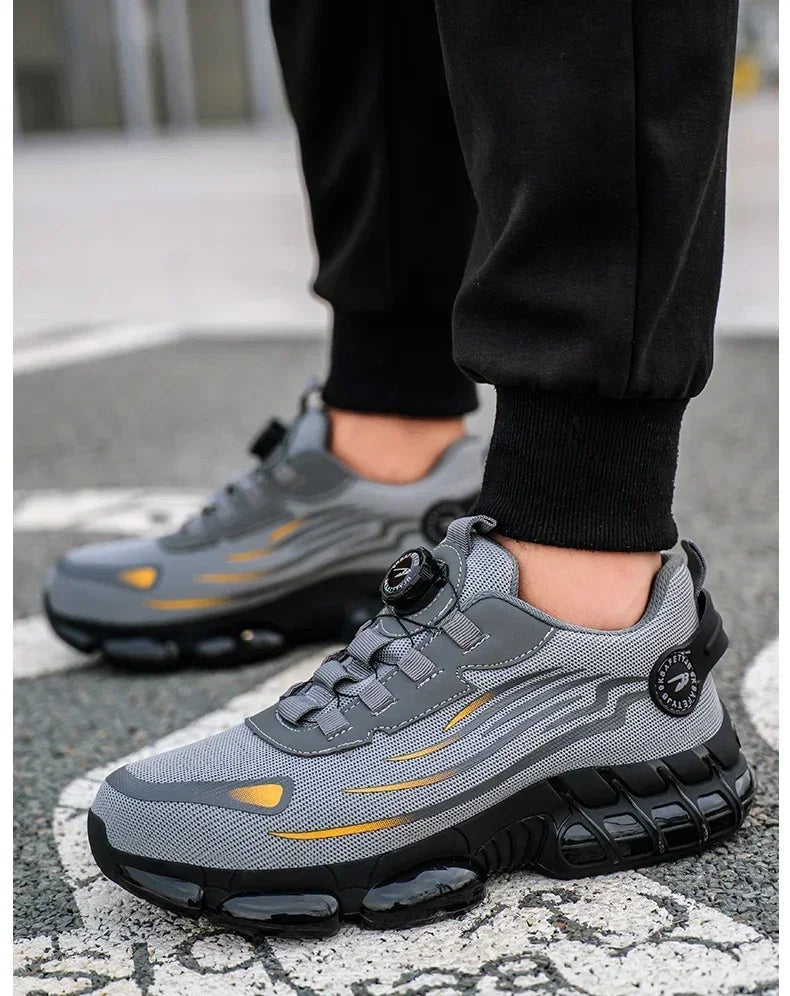 Men's Safety Work Shoes Anti-smash Anti-puncture Rotating Button Fashion Sport Boots Protective Security Men's Footwear