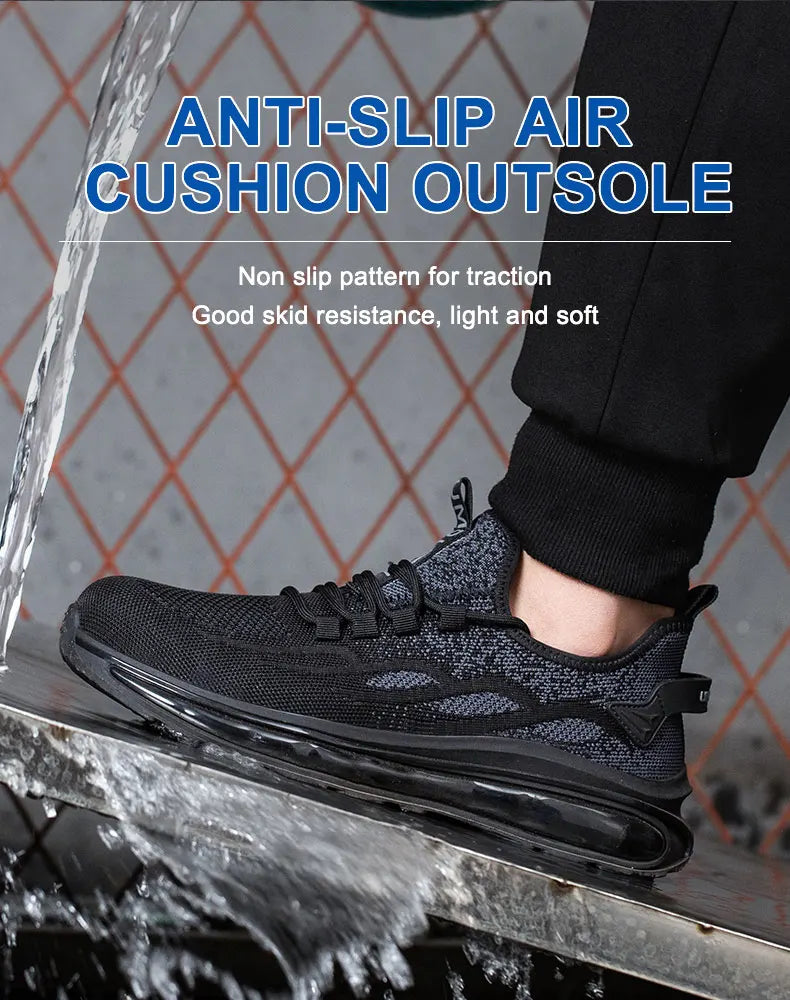 Women Lightweight Safety Shoes Casual Cushioned Work Sneakers Steel Toe Shoes Construction Safety Boots Anti-smash Work Shoes