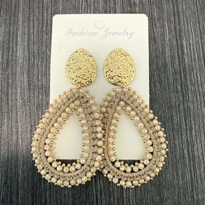 Big Water Drop Shape Drop Earrings For Women Colorful Beads Handmade Threading Crystal Long Earrings Jewelry Gift EA144