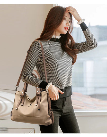 100% Cow Leather Handbag Women Genuine Leather Shoulder Bags Natural High Quality Cowhide Crossbody Large Capacity Messenger Bag