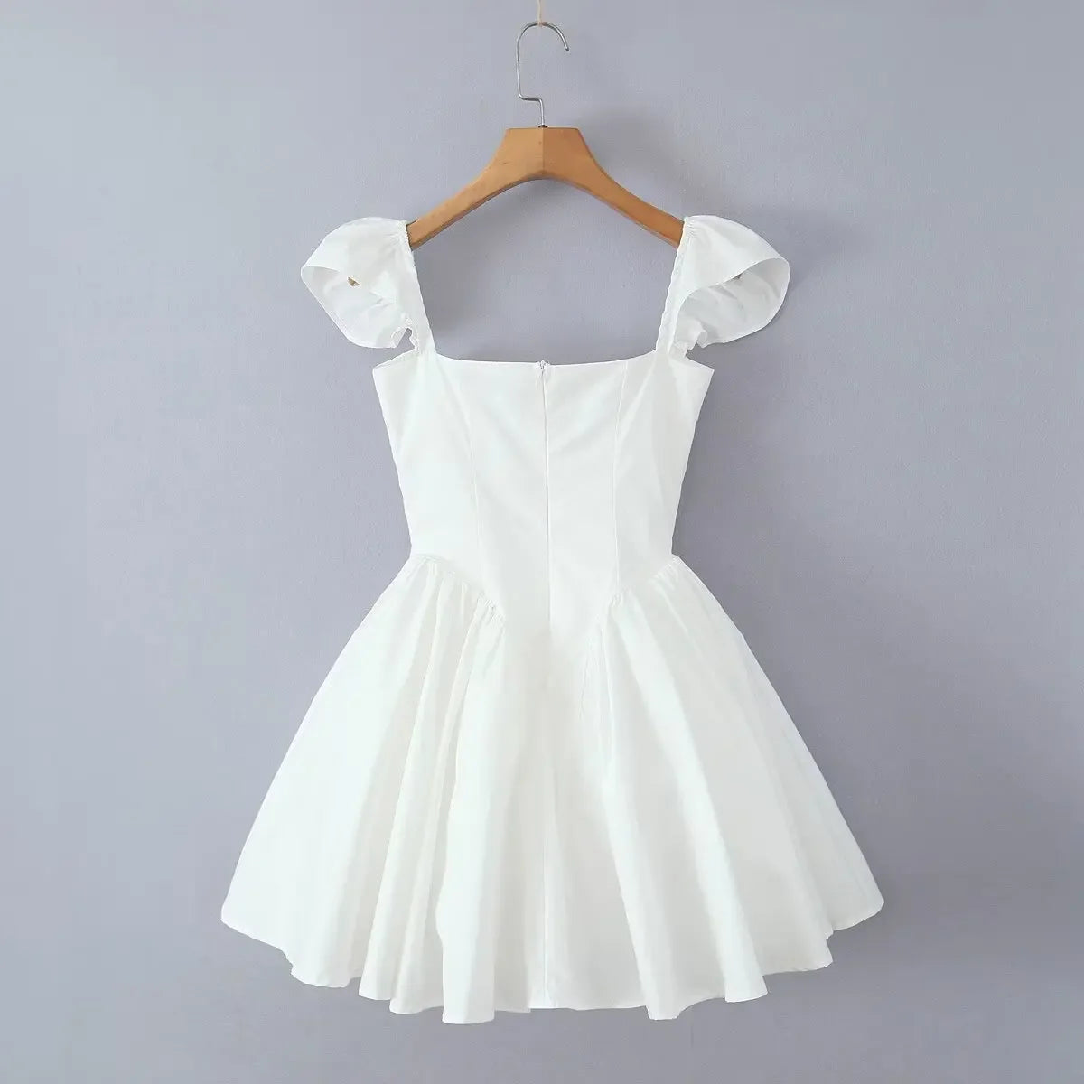 White Sexy Party Dresses 2024 New Arrivals V Neck Cape Sleeve Dress Mini Casual Birthday Fluffy Skirt Dress