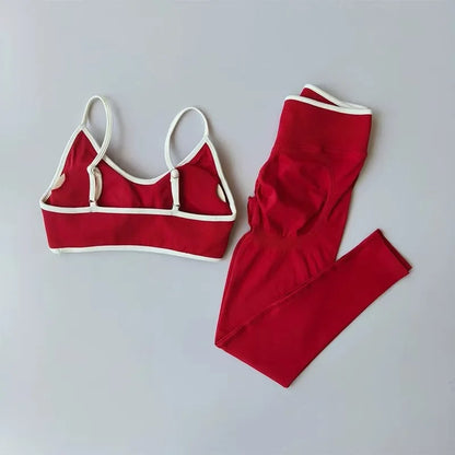 Seamless 2PCS Legging Sets Women's Strappy Sports Bras and Leggings High Waist Fitness Sculpt Leggings Running Pants Gym Suits
