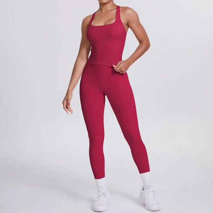 Yoga Top Set Fitness Gym Suit Training Sleeveless Sport Gym Tops Crossover Back Sports Underwear Tummy Control Slimming