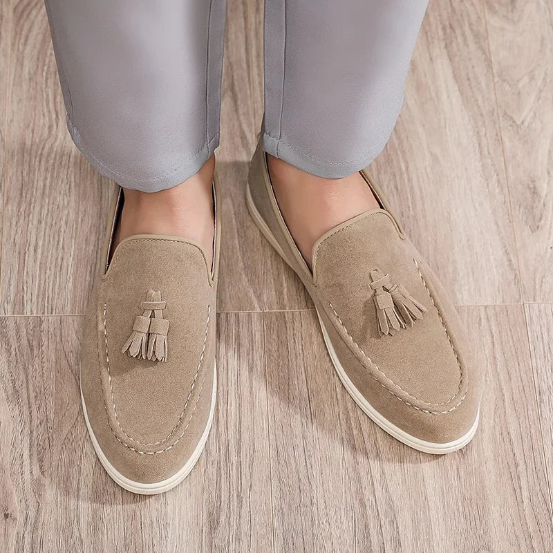 Unisex Lightweight Flat Bottom Tassel Casual Shoes Fashionable Versatile Large Size Men's Shoes Business Casual Slip-On Loafers