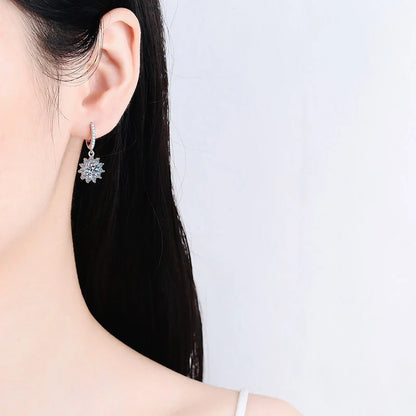 1ct Moissanite Earring 925 Sterling Silver with White Gold Plated Hoop Drop Earring for Women Wedding Engagement Jewelry