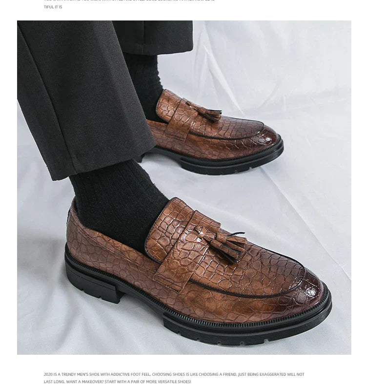 Formal Shoes For Men Fashion Casual Leather Loafers Male Slip On Business Leather Shoes Men's Dress Shoes Party Office Loafers