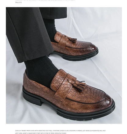 Formal Shoes For Men Fashion Casual Leather Loafers Male Slip On Business Leather Shoes Men's Dress Shoes Party Office Loafers