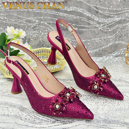 Últimos Sapatos de Design para Mulheres Designer de Luxo Sapatos de Casamento Noiva Sapatos de Festa Decorados com Strass Sandálias Femininas