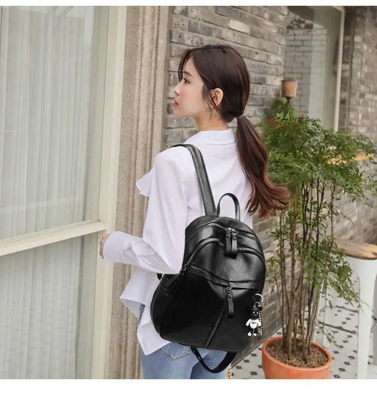 Gift non-violent bear backpack women's simple black casual backpack women's one-shoulder crossbody bag bag women