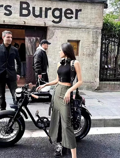 High Street Vintage Handbag Women New Rivet Large Capacity Casual Crossbody Bags Ladies Moto Biker Black Messenger Bag