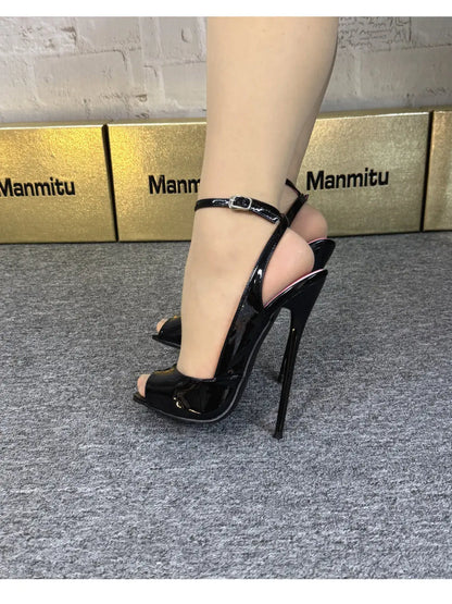 White ultra-fine high-heeled fish mouth sandals with empty straps, shallow mouth shoes, sexy party versatile high heels