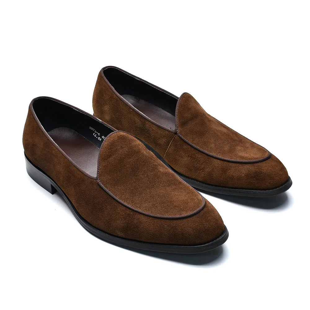 Luxury Italian Wedding Party Men's Loafer Dress Shoes Cow Suede Leather Slip-on Gentleman Fashion Suit Formal Shoes Man Footwear