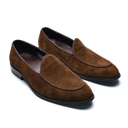 Luxury Italian Wedding Party Men's Loafer Dress Shoes Cow Suede Leather Slip-on Gentleman Fashion Suit Formal Shoes Man Footwear