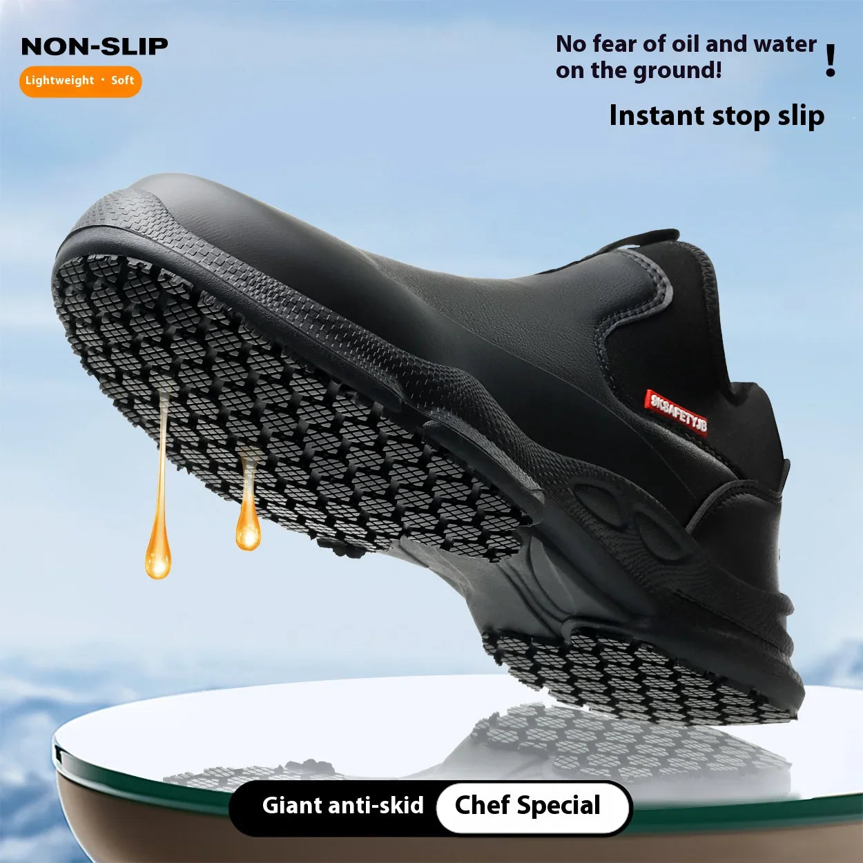 Fashion Comfort Soft Soled Waterproof Shoes Chef Shoes Four Seasons Anti Slip Oil Resistant Business Casual   Work EVA Shoes