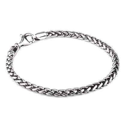 925 Sterling Silver 3mm Braided Wheat Chain Bracelet 17-21cm Simple Retro Minimalism Jewelry For Men and Women