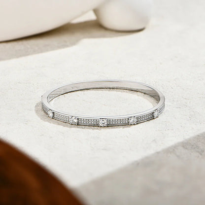 Full Diamond Narrow Bangle Luxury Moissanite Bracelet for Women Men Classic 925 Silver Engagement Wedding Daily Jewelry