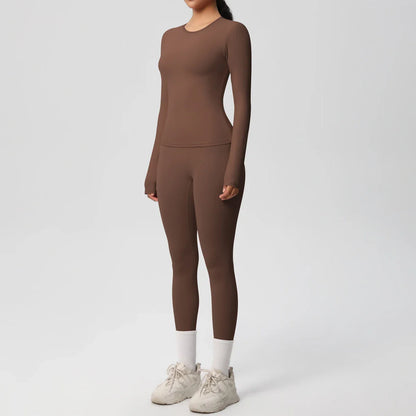 2 PCS Sportswear Yoga Set Gym Clothes Yoga Suits For Women Fitness Set Tracksuits Sports Long Sleeve Crop Top Gym Leggings