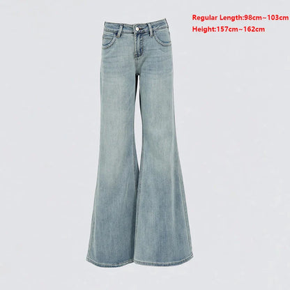 Flared Jeans Women Denim Boot Cut Pants Stretch Vintage Casaul Bell Buttom Trousres For Ladies Full Length Jeans Washed