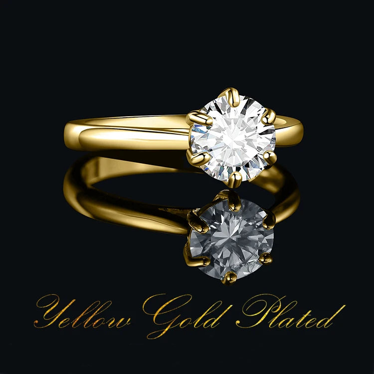 JewelryPalace مويسانيتي لون D 0.5 قيراط 1 قيراط 1.5 قيراط 2 قيراط خاتم زفاف وخطوبة سوليتير من الفضة الإسترليني S925 للنساء بقطع دائري