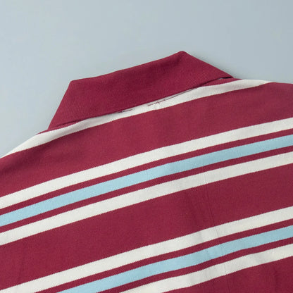 Autumn Casual Stripes Contrast Long-sleeved T-shirt Women Button Lapel Polo Shirt Tshirts New Streetwear Retro Chic Tops 2025