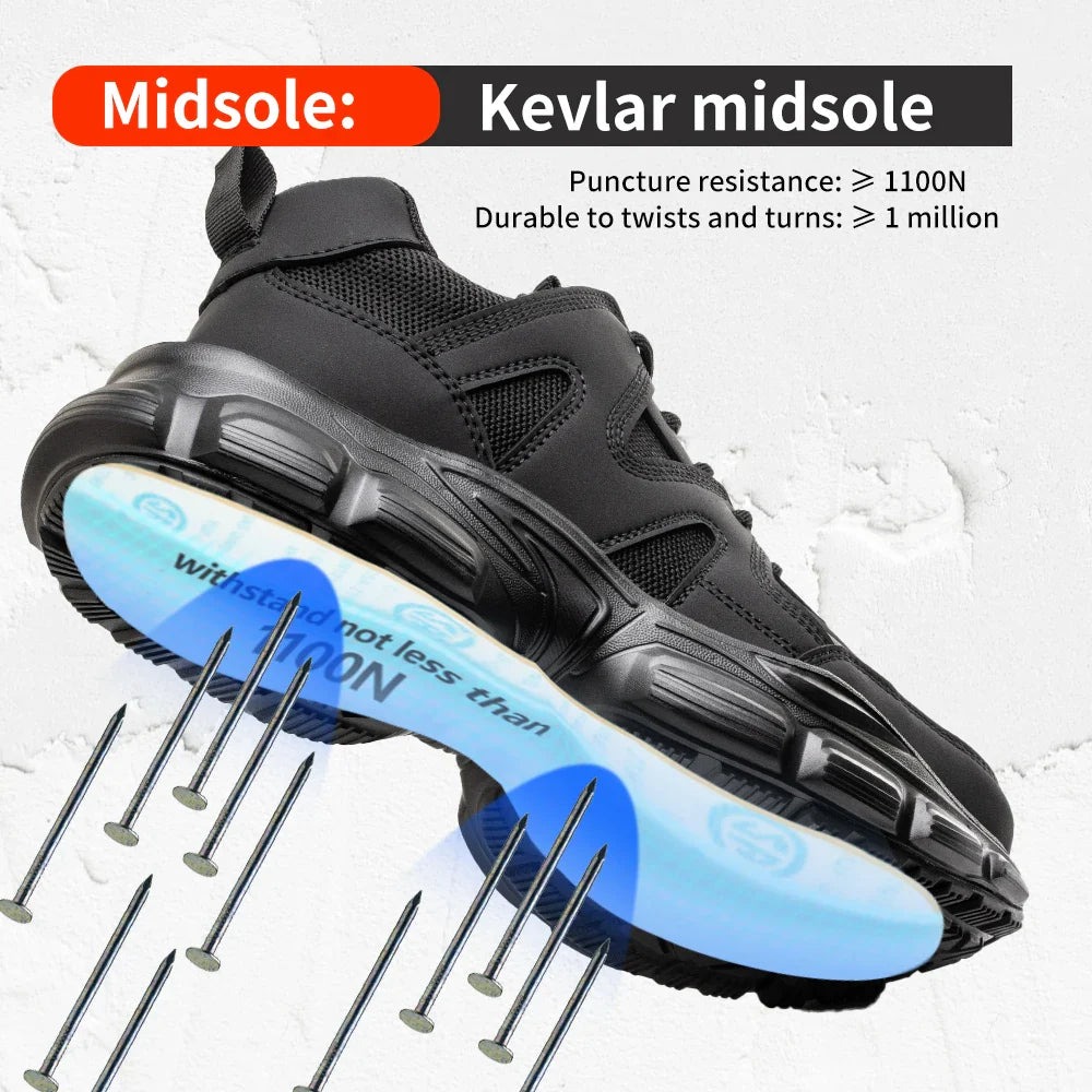 Work Sneakers Steel Toe Shoes Men Safety Shoes Puncture-Proof Work Shoes Boots Fashion Indestructible Footwear Security