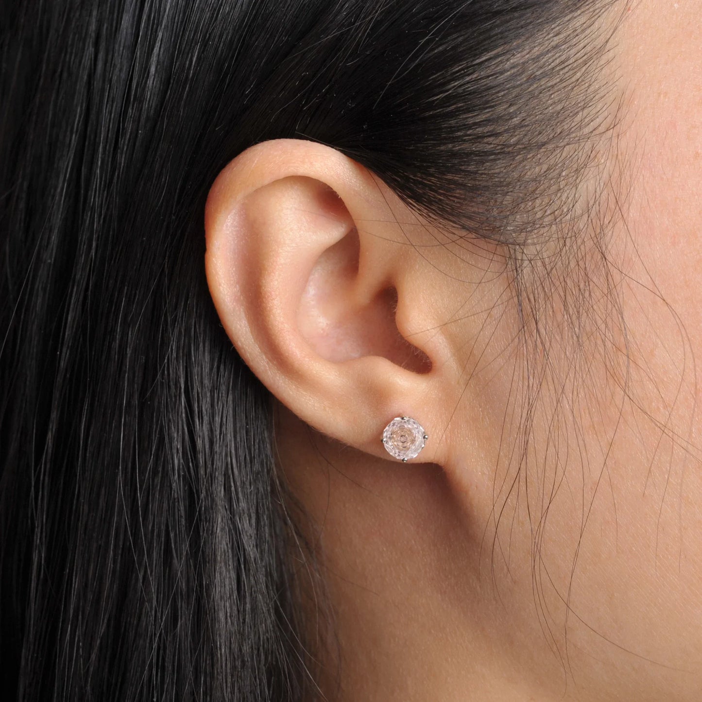 Potiy Rose Cut Octagon Morganite Pink Stud Earrings, 1.5ct Cubic Zirconia 925 Sterling Silver Earrings for Women Mother Day