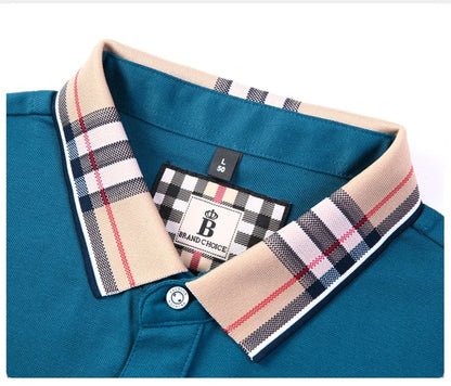 Luxury brand short sleeve polo shirt men fashionable simple solid color summer mercerized cotton breathable casual lapel T shirt