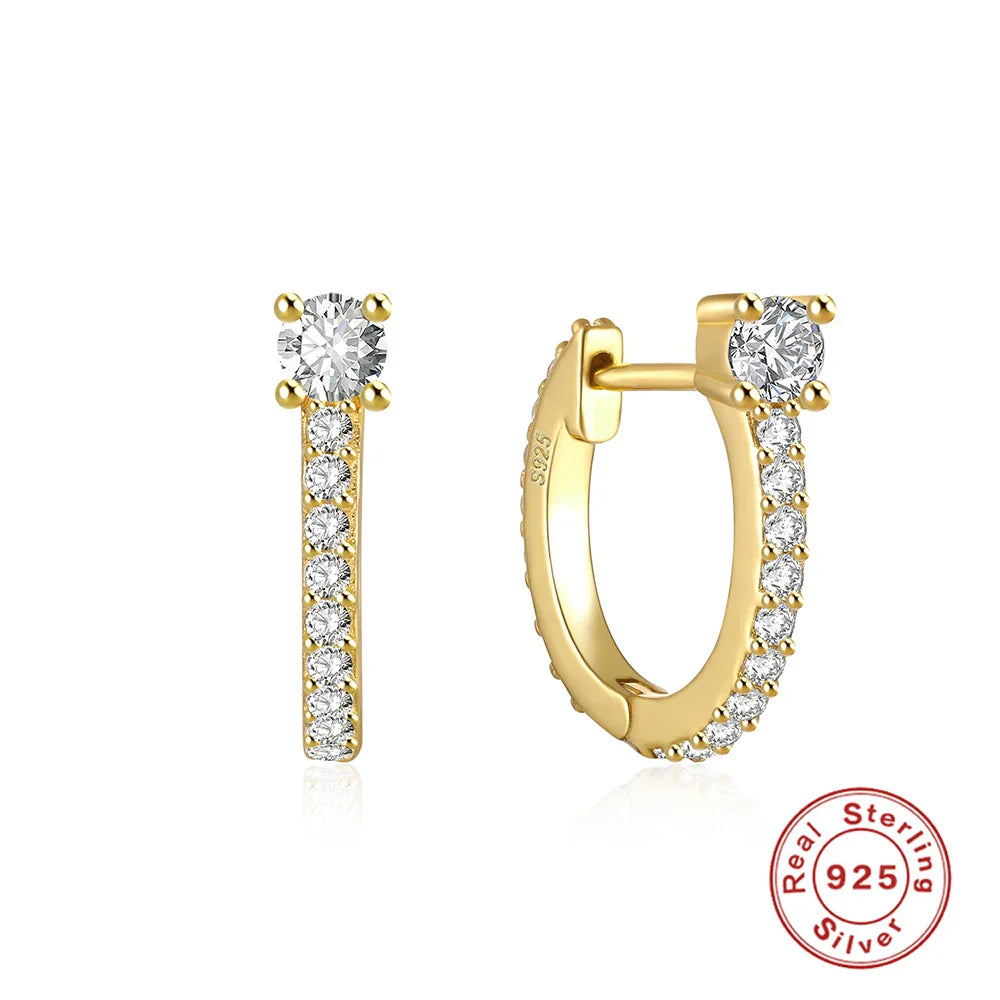 Ins Star Anise 925 Sterling Silver  Earring For Women Hoop Earrings Crystal Fine Jewelry Glossy 18K Gold Mom Gift Trend