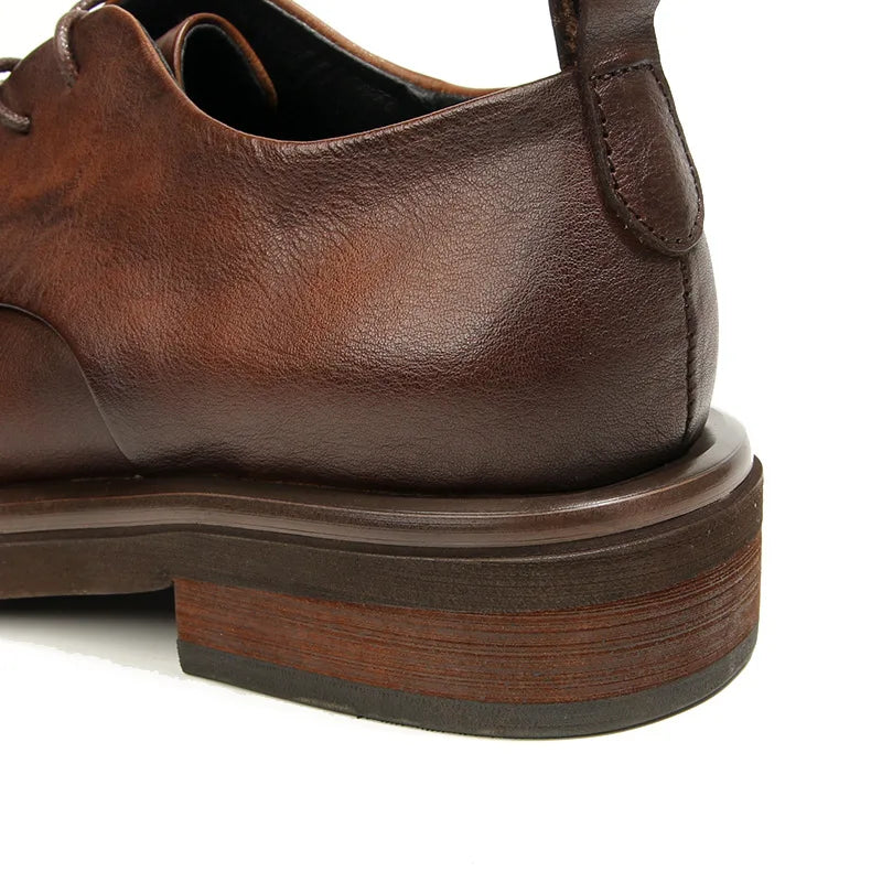 Soft Leather Mens Formal Shoes Luxury Quality Comfortable Brand Handmade Retro Genuine Leather Daily Wedding Social Shoes Male