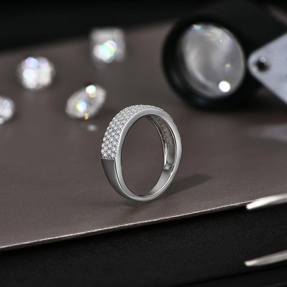 New Moissanite Rings D VVS1 925 Silver 18K White Gold Plated Women Men Wedding Ring Engagement Band Party Jewelry Gifts