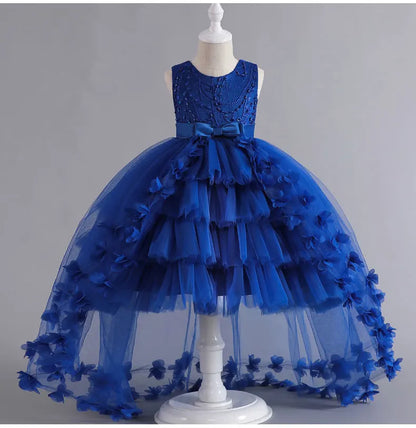 Kids for Girl's 3 to 12 years old Formal Evening Trailing Dress Sleeveless Princess Fluffy Cake Dinner Performance Dance